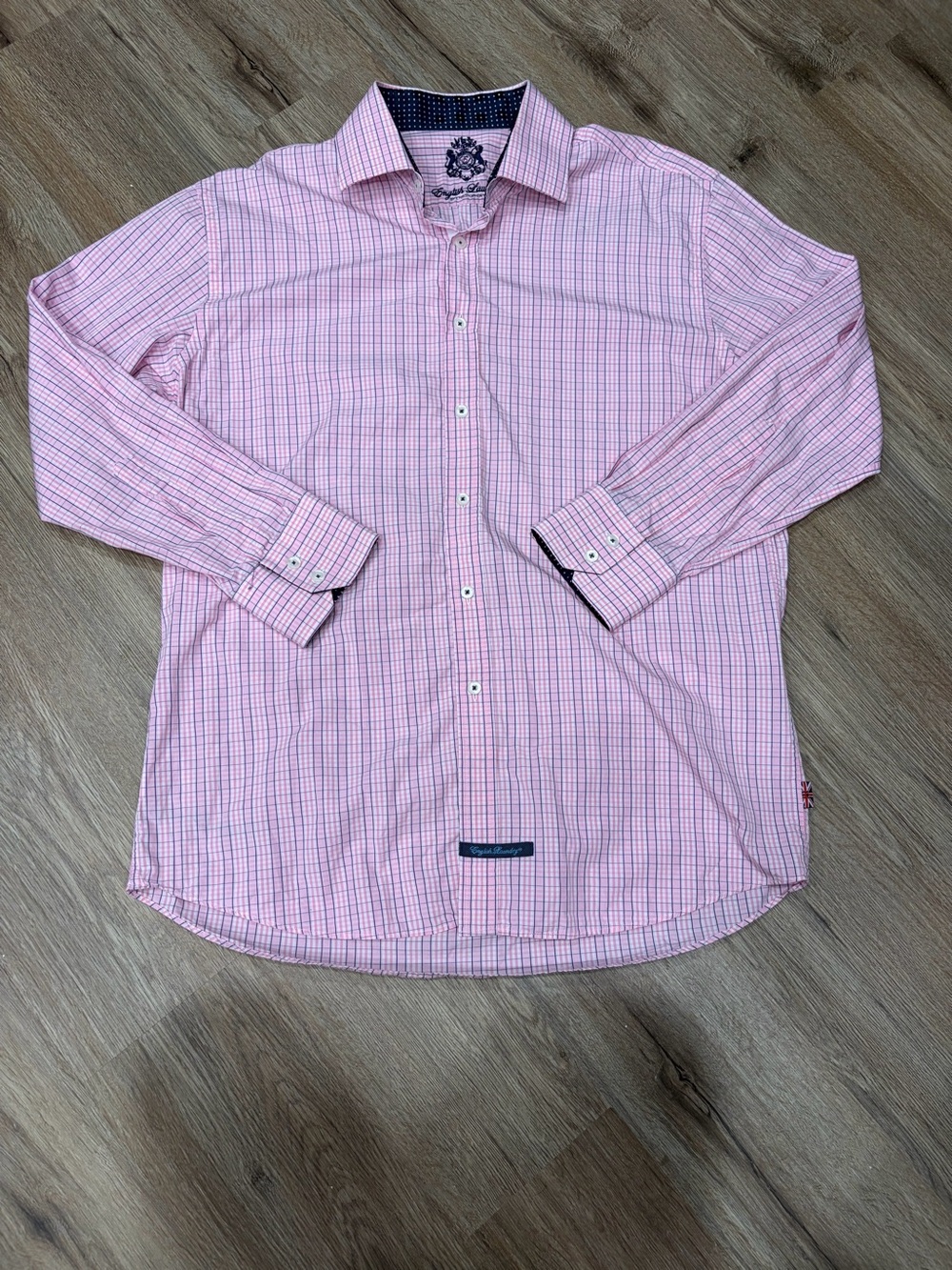 English Laundry Men's Pink Multi-Check Button-Down Shirt
